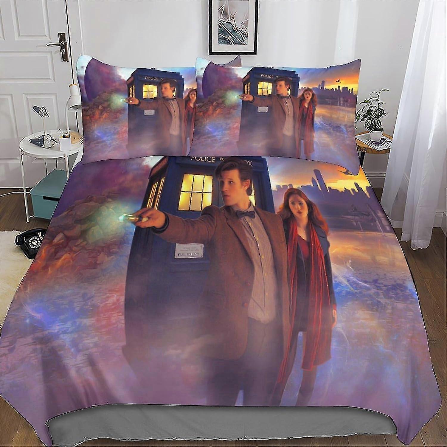 Peittopäällissarja piilotetulla vetoketjulla - ylelliset mikrokuituelokuvavuodevaatteet, 3-osainen setti silmiinpistävällä 3D-tulostuksella ja tyynyliinoilla, sui