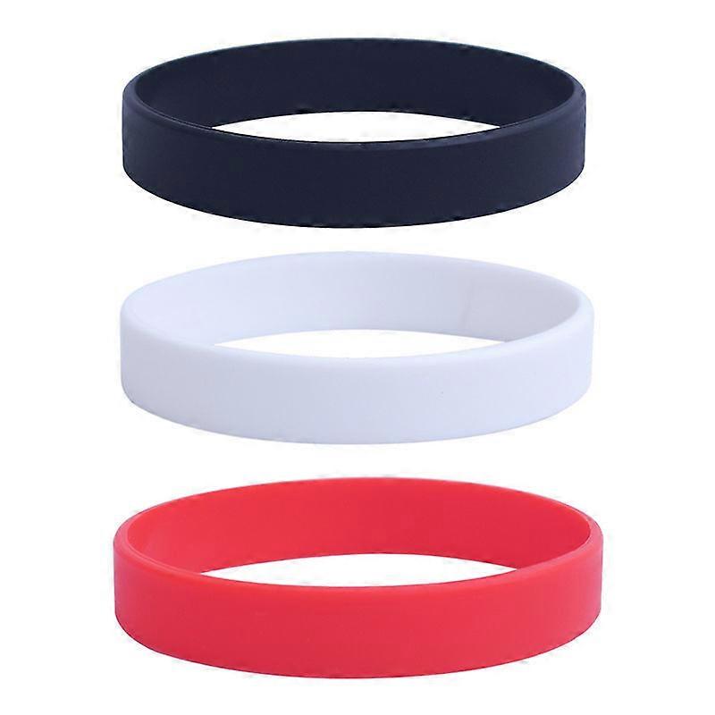 1pc Sports wrist band Color Silicone Student Basketball Fitness Game Couple Wristband Men(S,black White Red)