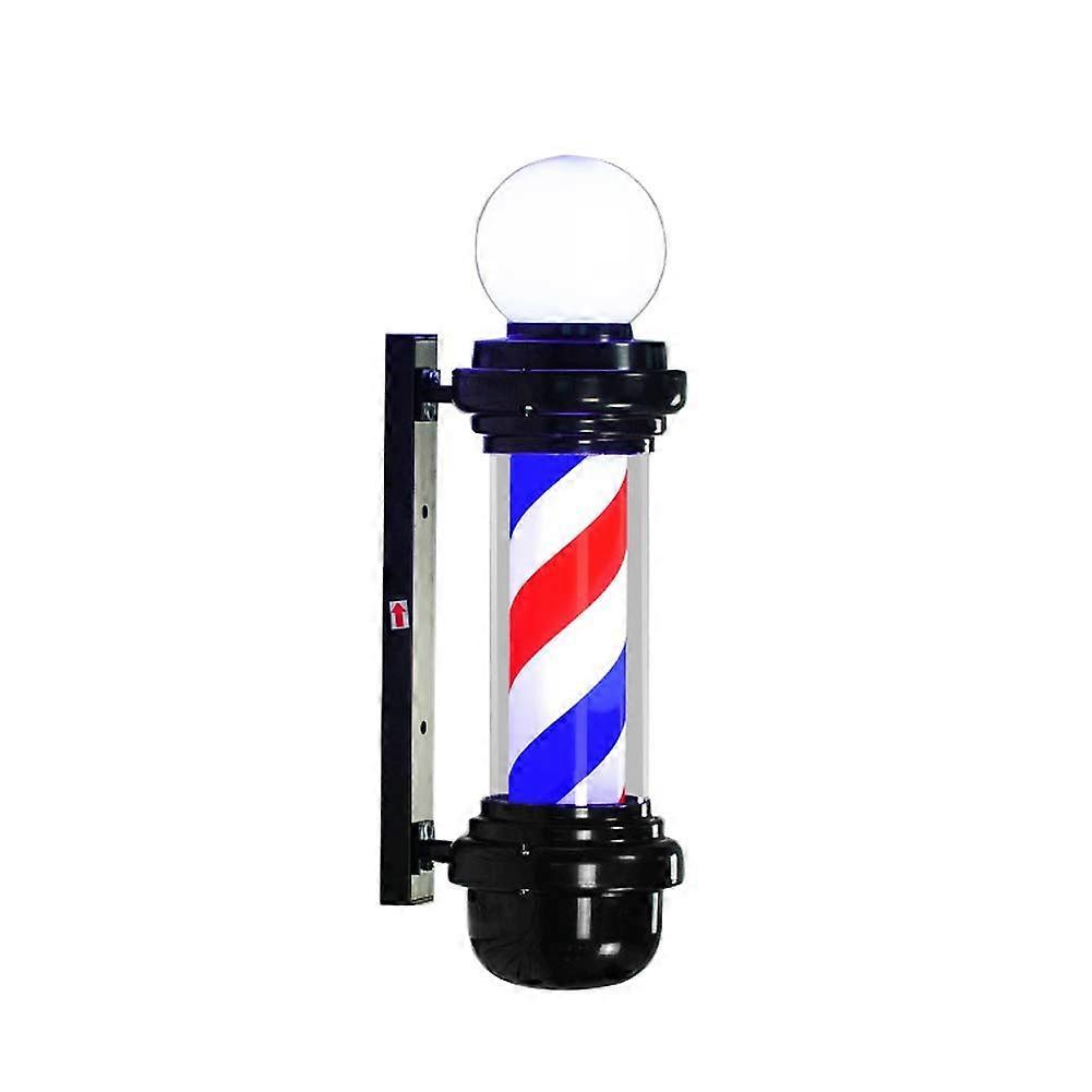 LED barber pole, rotating luminous sphere with bright rotating stripes – traditional lighting for barbershops and shops.