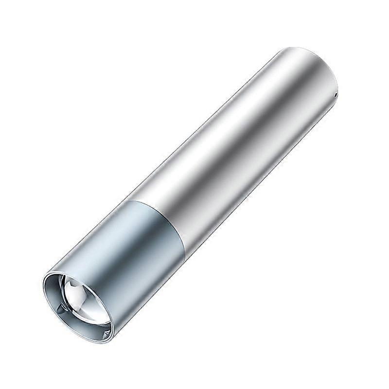 LED Lithium Batterie Taschenlampe Zoom Silber