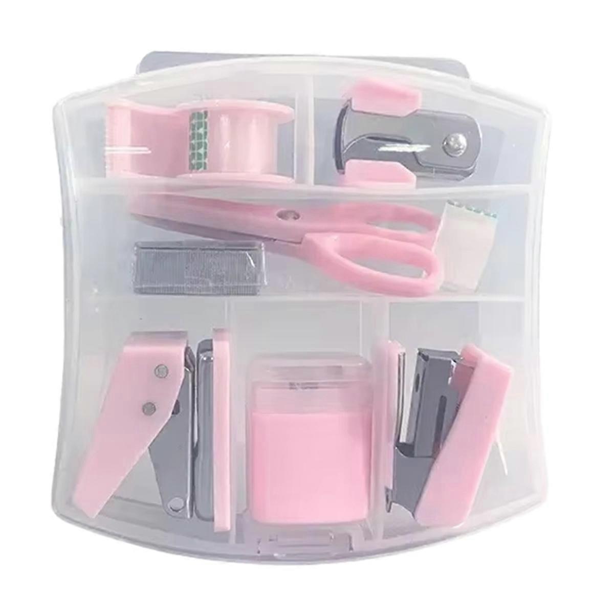 Mini Stapler Staple Punch Hole Tape Machine Set Multifunction StationeryScrapbook Tool Box Office S