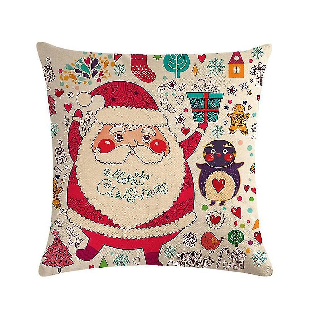 1pc Santa Claus Print Decorations Pillowcase