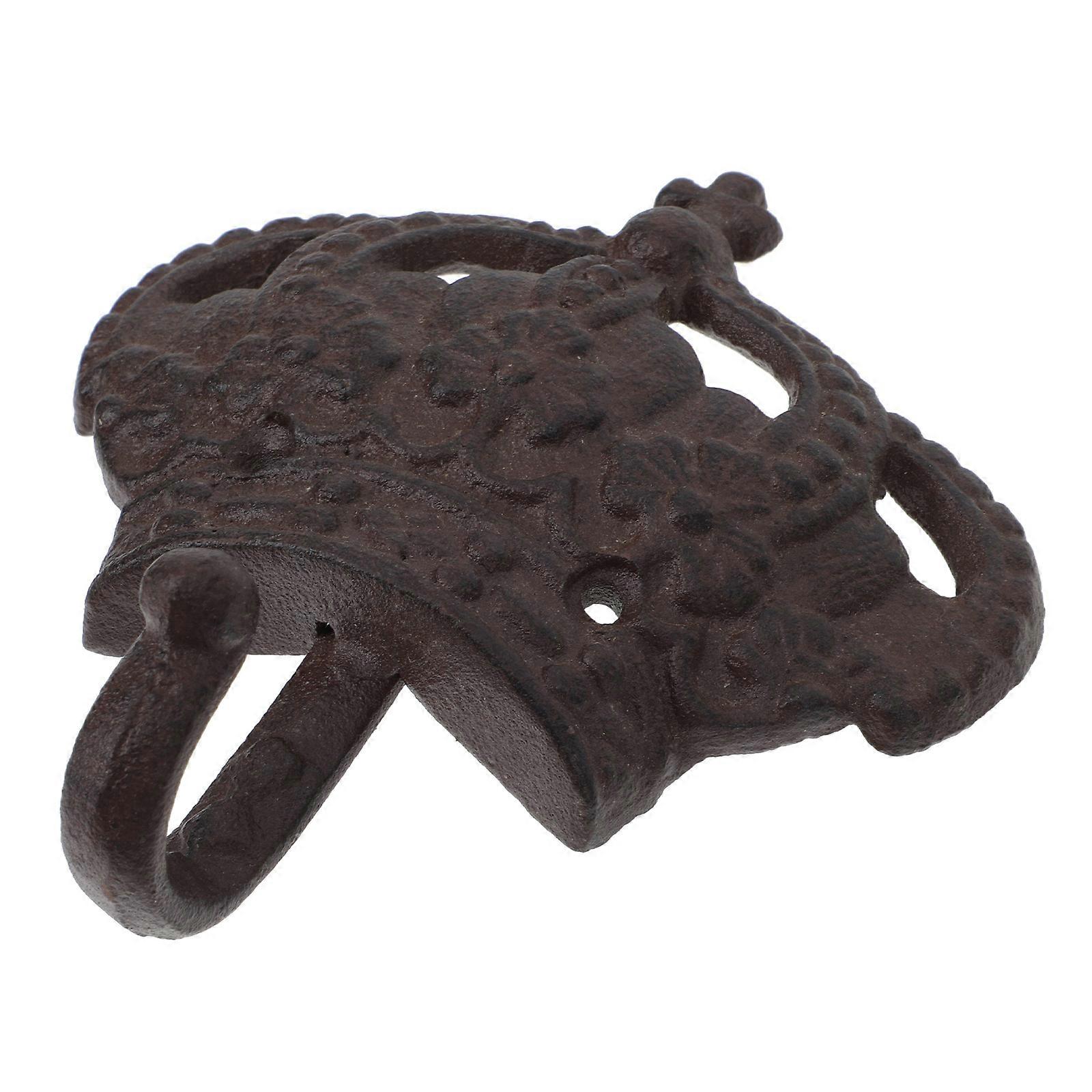 Rustic Coat Hook 1Pack Crown Shaped Hanger Coffee Color Iron for Organizing Bags and Items
