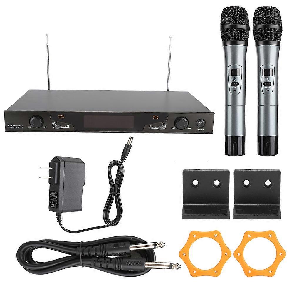 UHF Professional Handheld Wireless Dual Microphone Mic Set for Karaoke/Wedding/Public Speaking