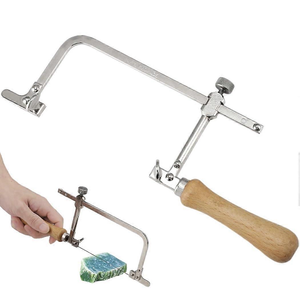 Adjustable Coping Saw Frame Steel Construction Wooden Handle For Woodworking And Jewelry Making