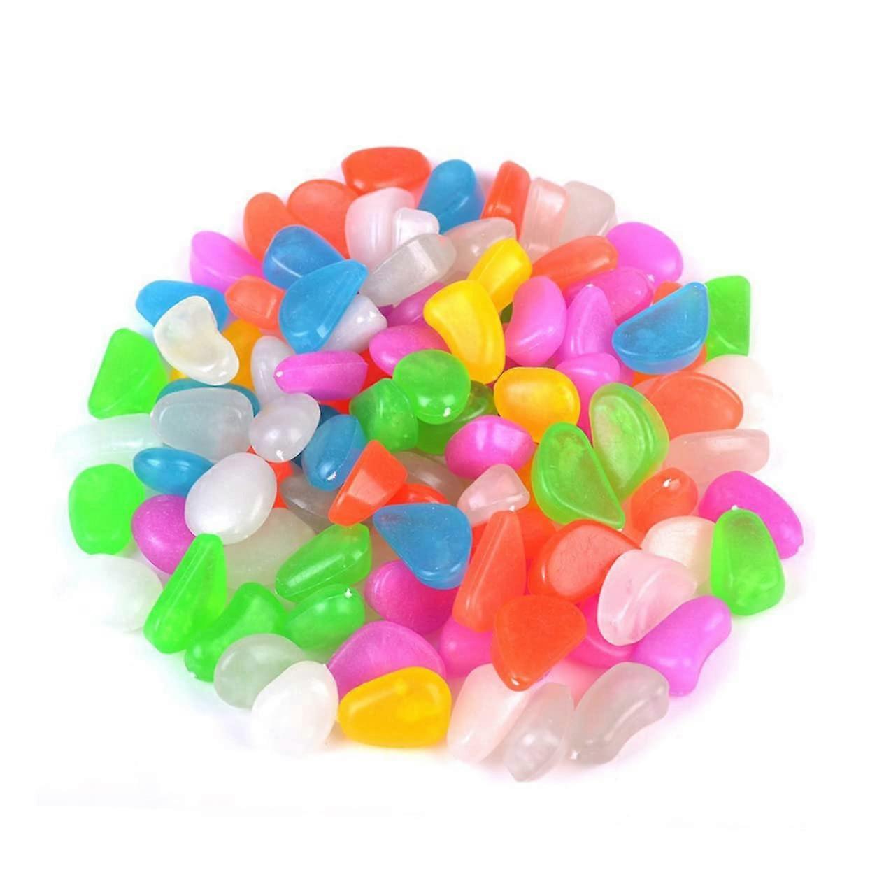Cobblestones Pack Of 100 Luminous Stones For Aquarium - Decorative Pebbles, Crystal Gemstones, Artificial Rocks