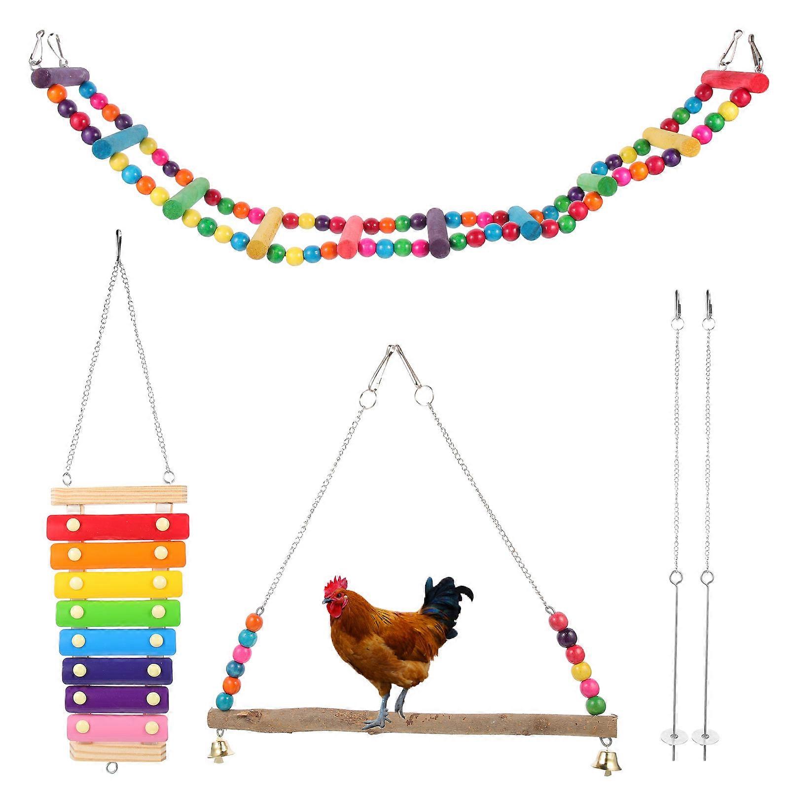 Parrot Swing Set   Bite Resistant Bird Perch for Parakeets, Macaws & Finches   Safe, Easy Install Cage Accessory for Exercise and Coordination