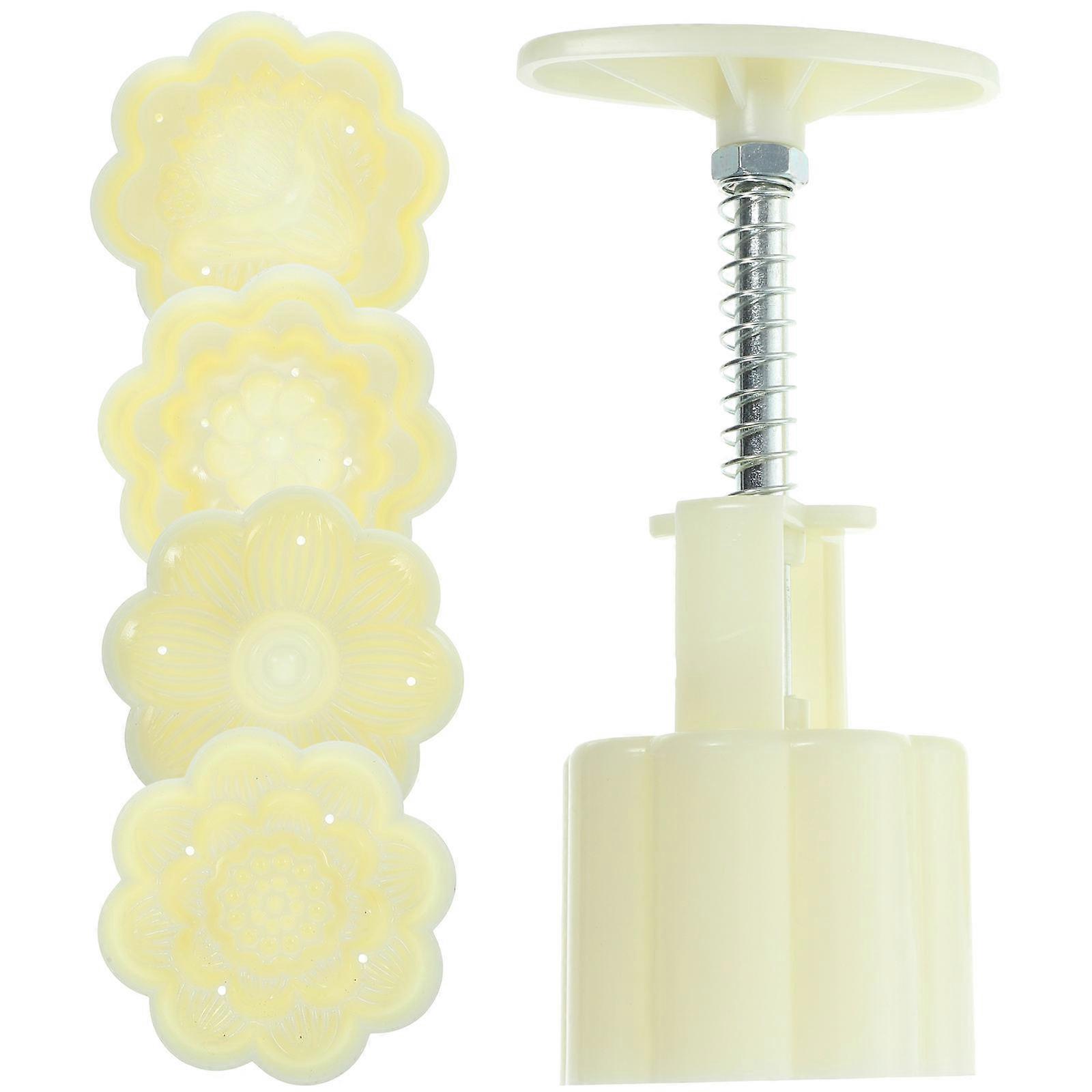 Cake Moulds Hand Press Moon Cake Molds Housewarming Baking Molds Flower Shaped Bean Cake Mold 1 Set