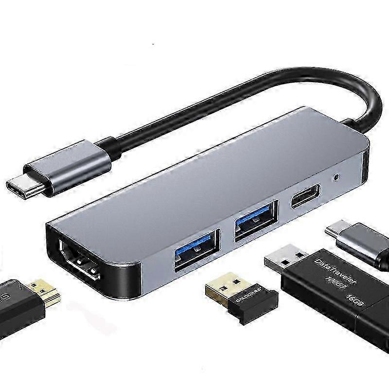 Ny Usb C Hub Dokkingstasjon 4 I 1 Type-c Multiport Hdmi Adapter Splitter For Macbook Laptop