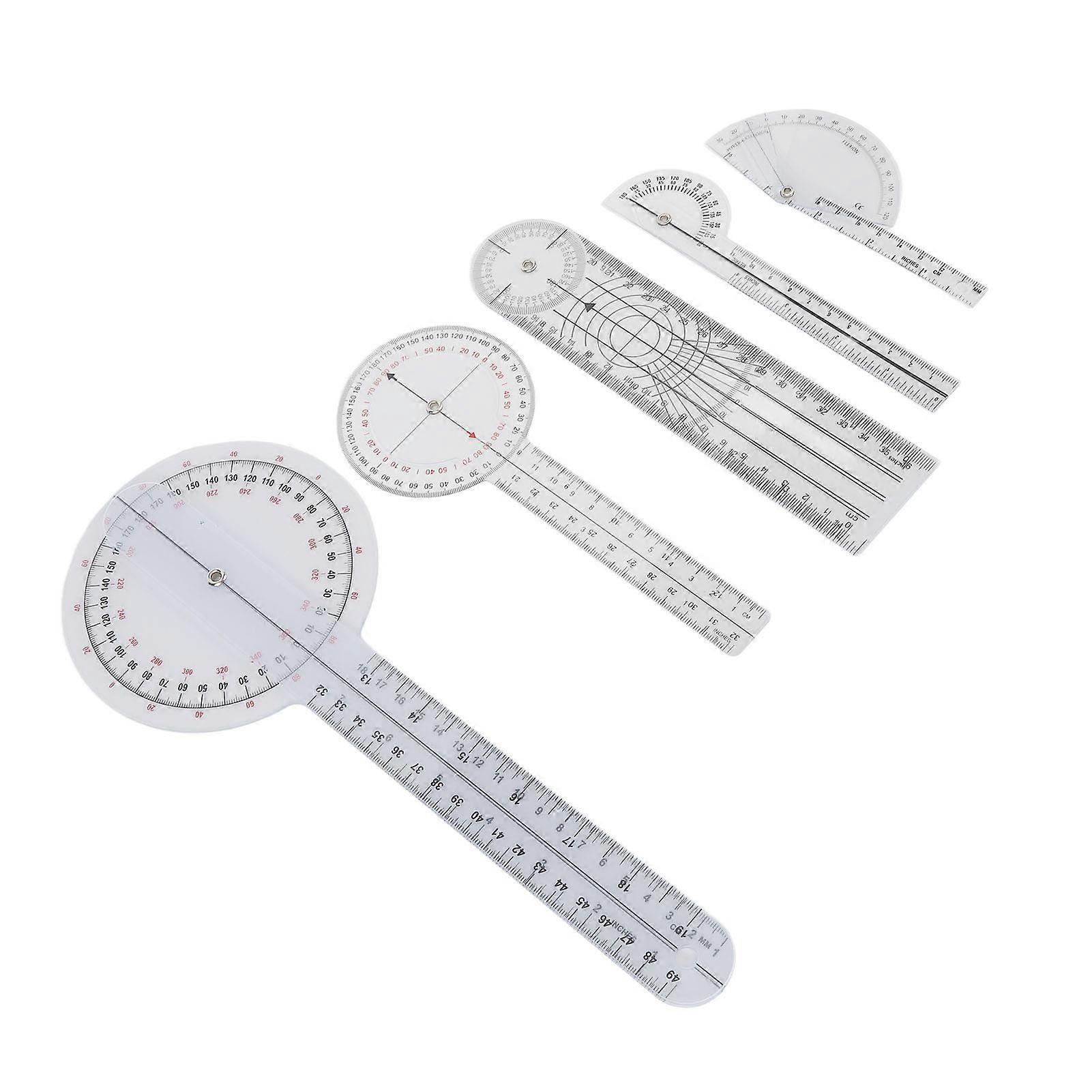 5 PCS Orthopedic Angle Ruler Transparent Plastic Spinal Goniometer Angle Protractor for Body Measuring