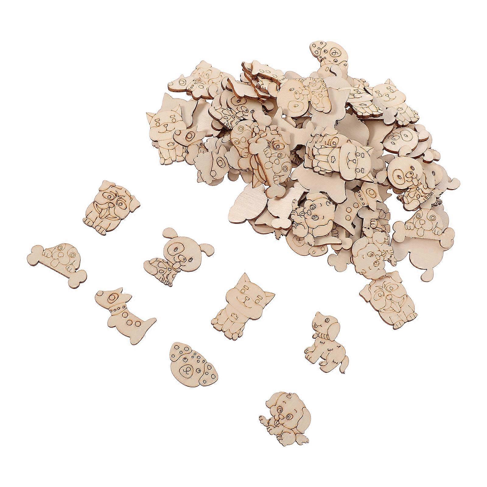 DIY Wooden Cutout 100Pcs Beige Set for Graffiti Crafts with Smooth Surface