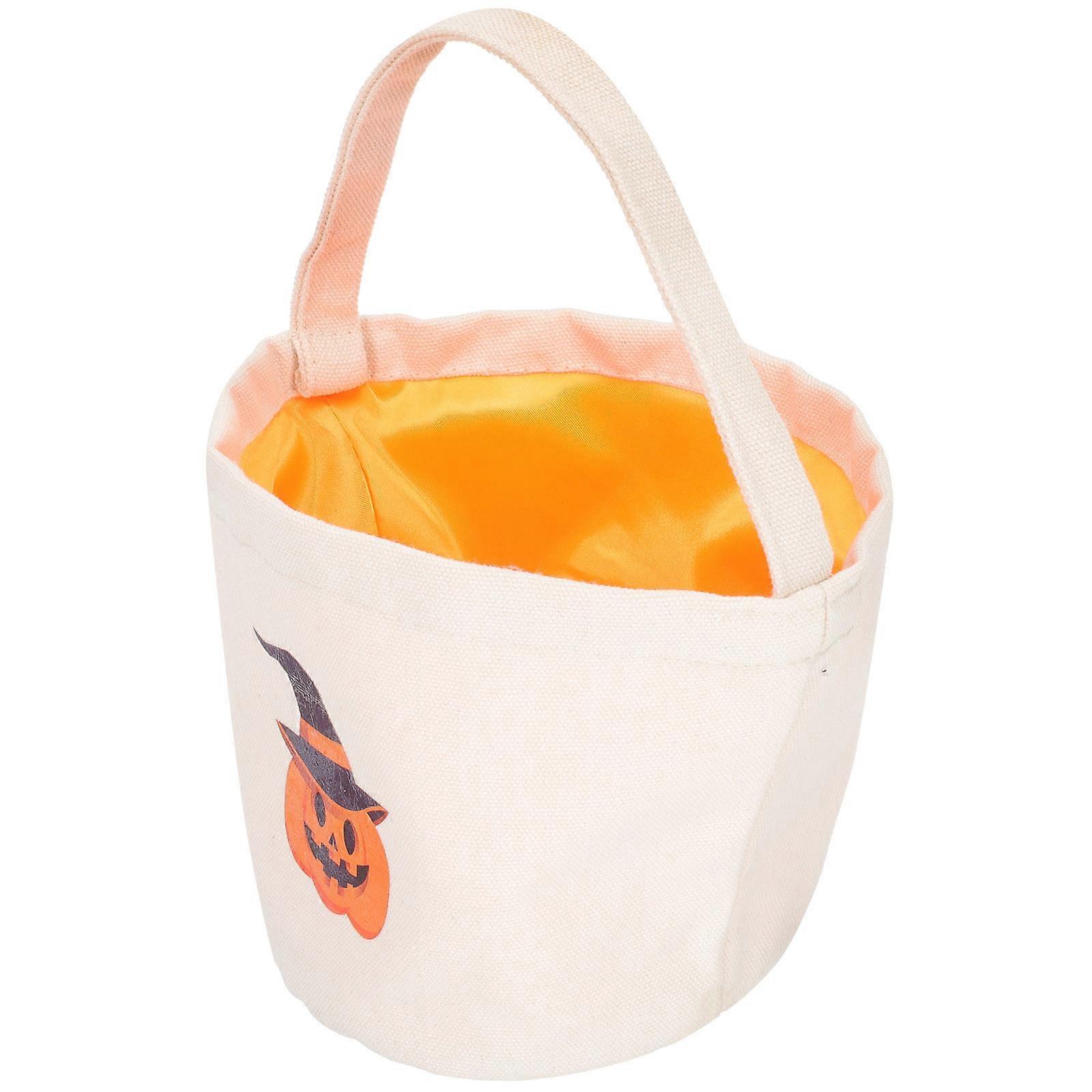 Handheld Halloween Candy Bucket Pumpkin Shape Cloth Material Party Decoration For Children 1Pack