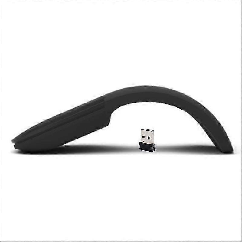 Mini wireless mouse folding arc touch mouse 2.4GHz computer mouse USB receiver (black)