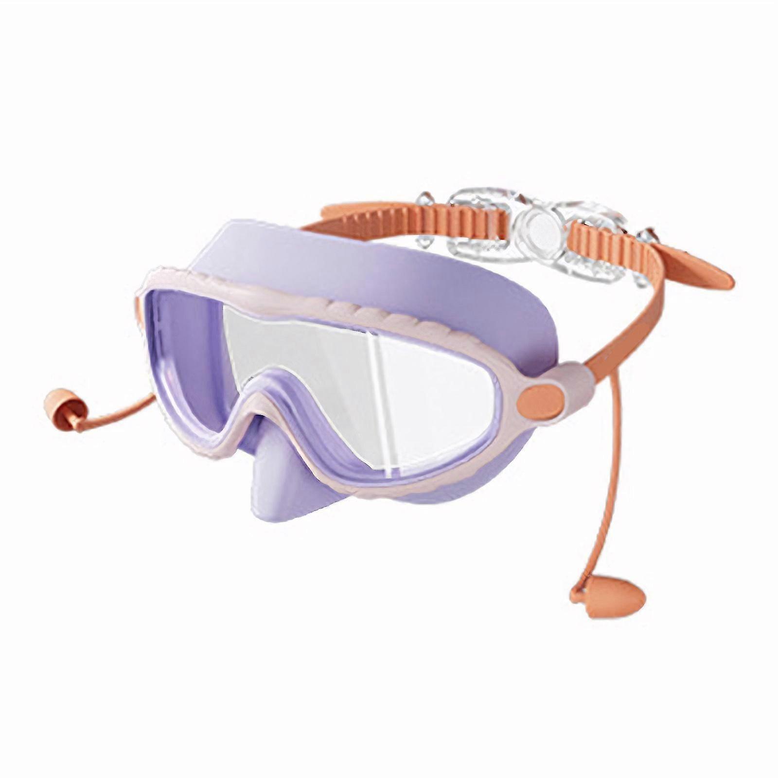 Kids Swimming Goggles for 3-16 Children Swim Goggles Water and Frogs Resistant Wide View Swimming Goggles With Earplugs brown