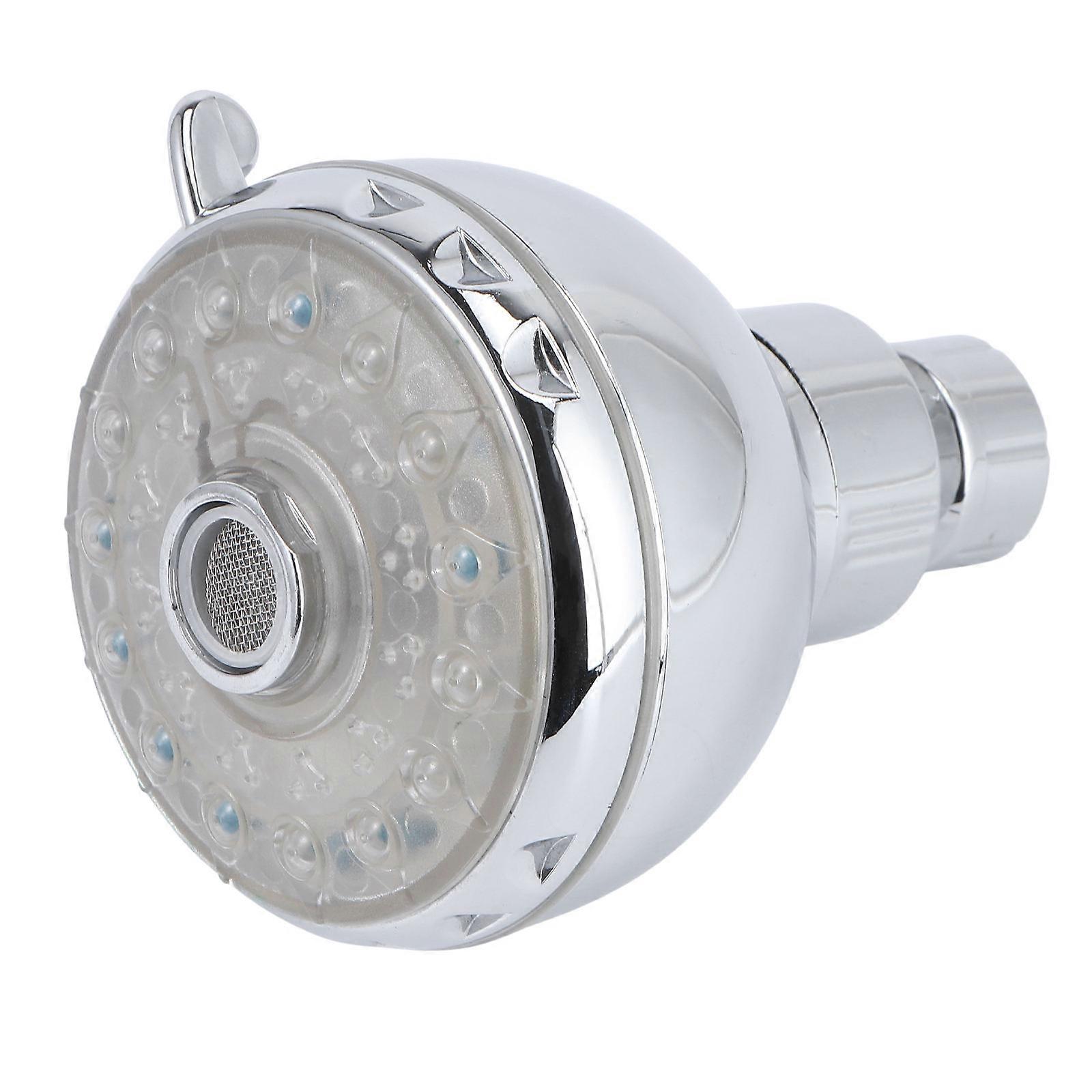 Color Changing LED Shower Head with Temperature Control Silver ABS Material for Showering Use Modes