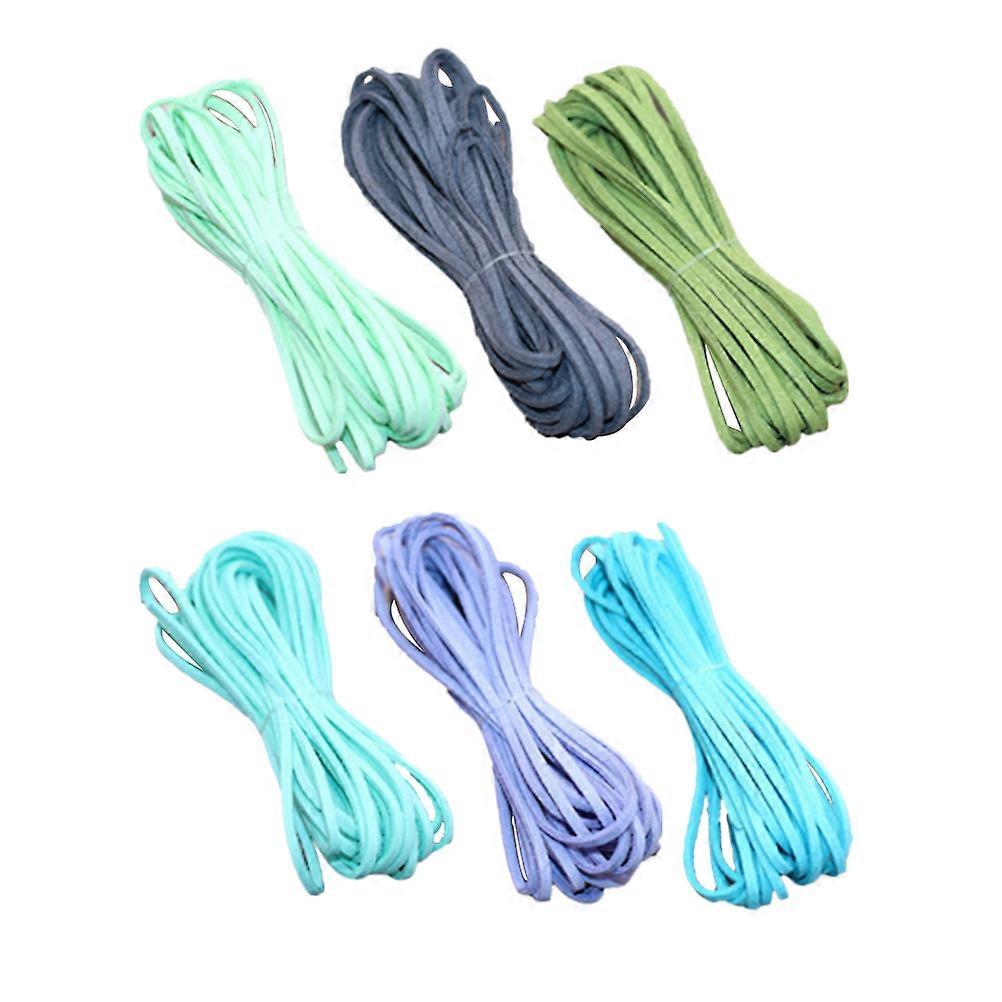 String Flat Faux Cord for Bracelet Making 6Pcs Various Colors
