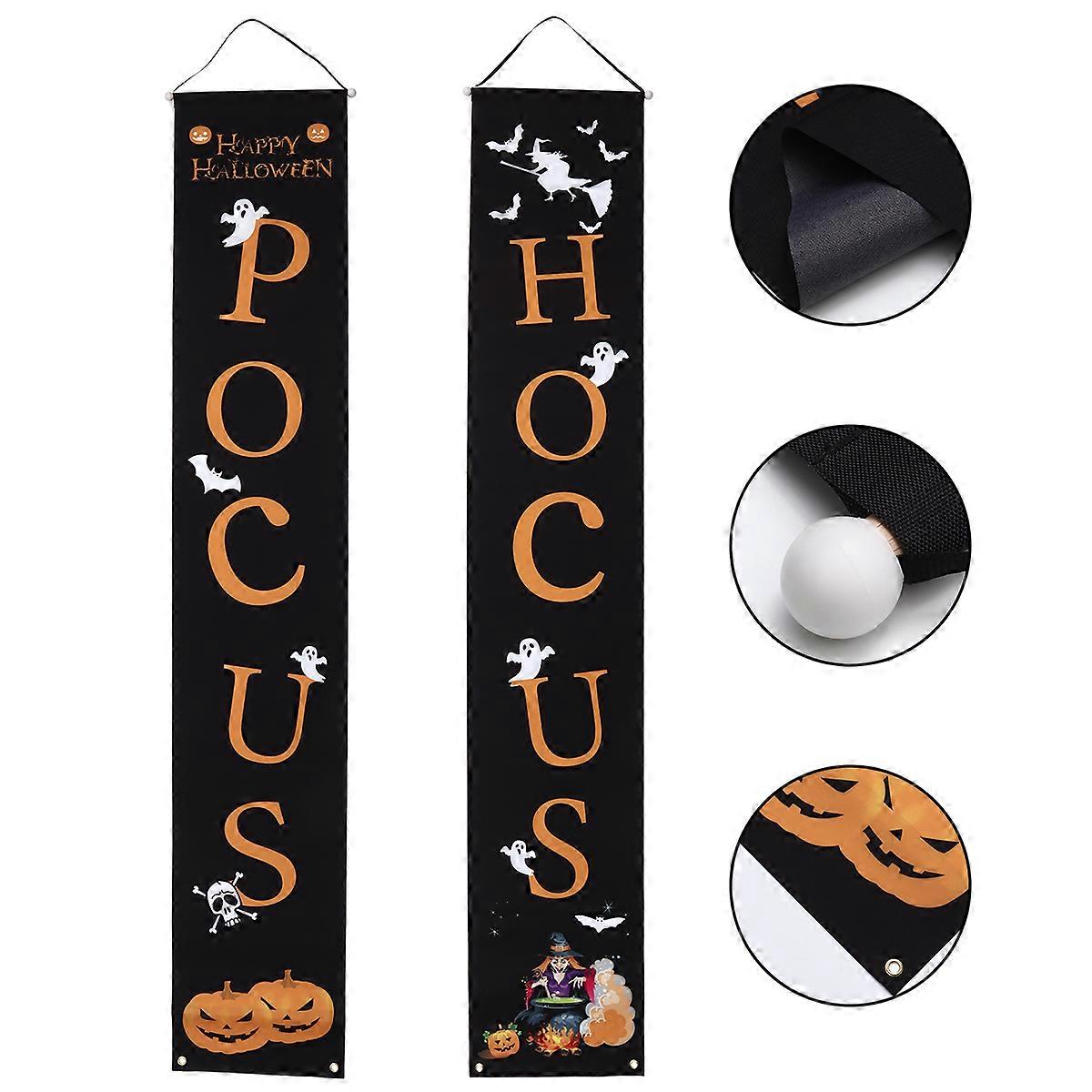 Halloween Party Door Banner Front Porch Decorations Halloween Theme Rectangle Style For Halloween Party 1 Pair
