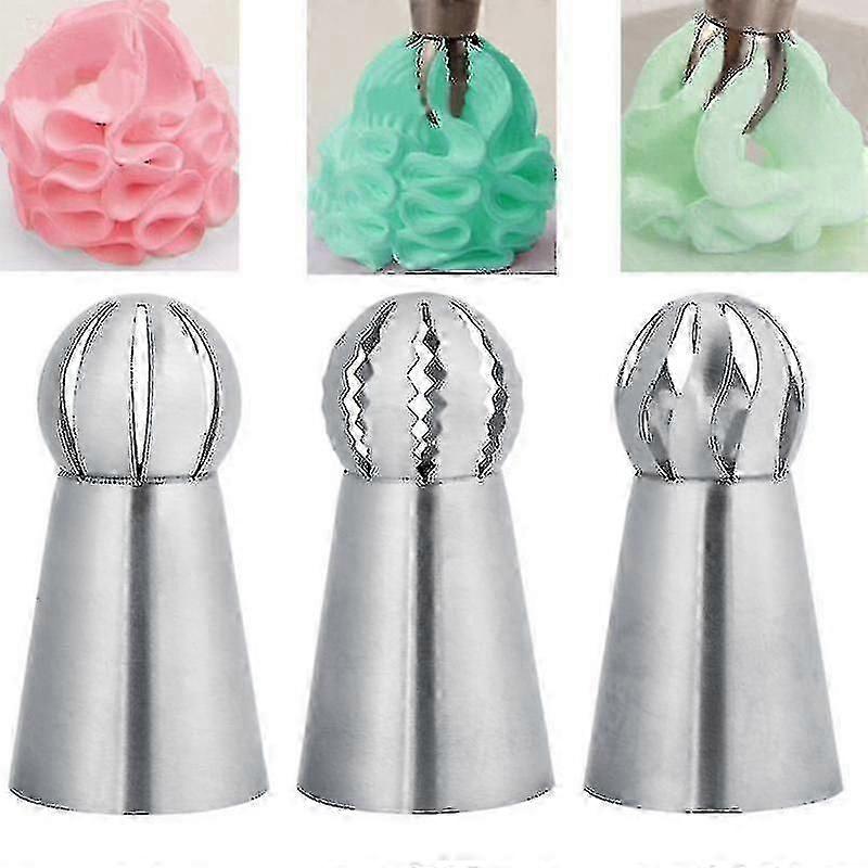 3-Piece Russian Flower Icing Nozzle Set for Cake Decorating