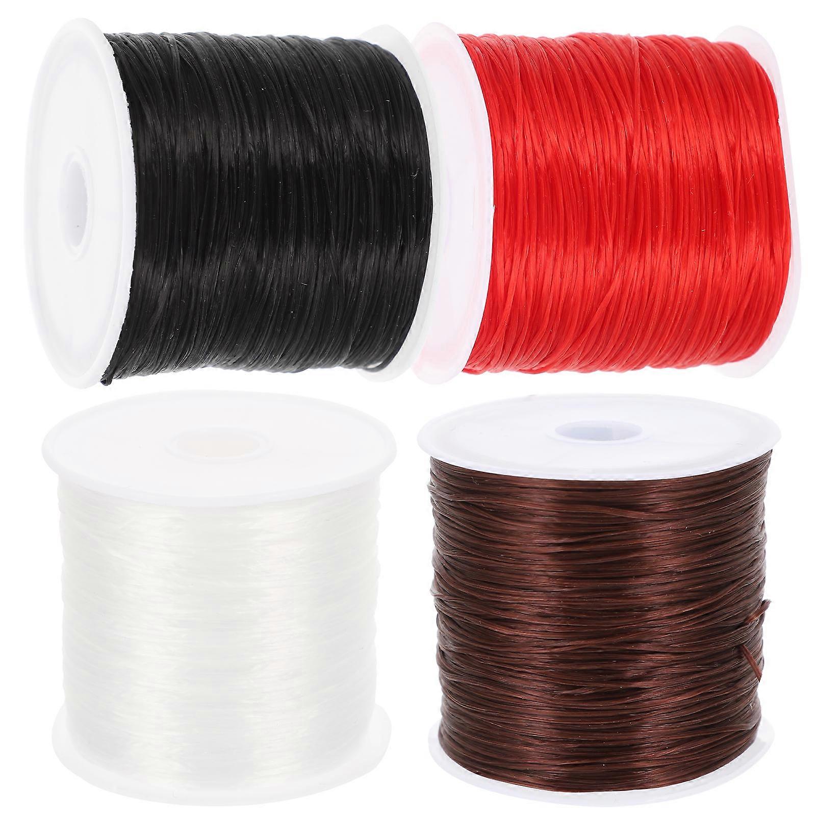4 Rolls of Elastic Jewelry Cord Craft Supplies Stretch String for Bracelets
