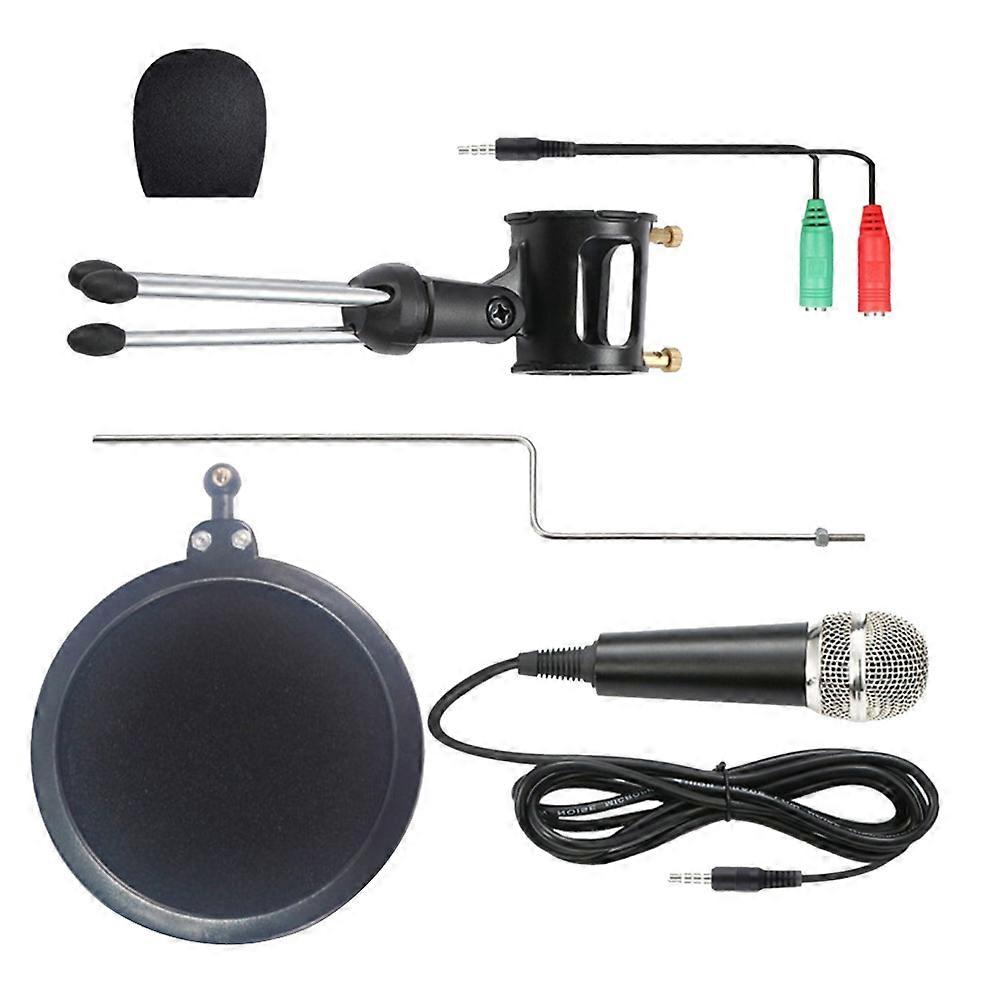2pcs Condenser Microphone Holder Audio Cable Anti Spray Net Kit Black