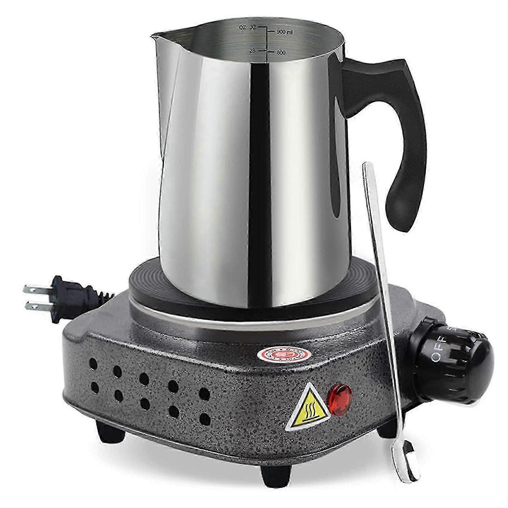 Melting pot for candle wax with temperature control