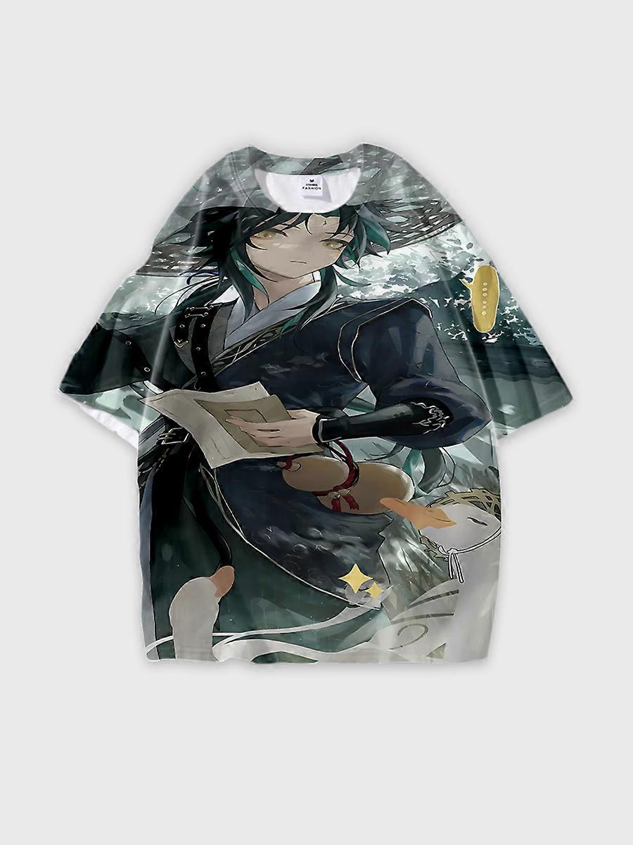 T-shirt round neck Role Pattern loose short sleeve D292