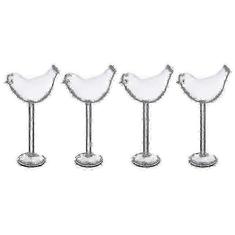 1 Set of 4 Transparent Bird-Shaped Cocktail Glasses - Elegant Wine Cups & Goblets for Parties and Home Decor