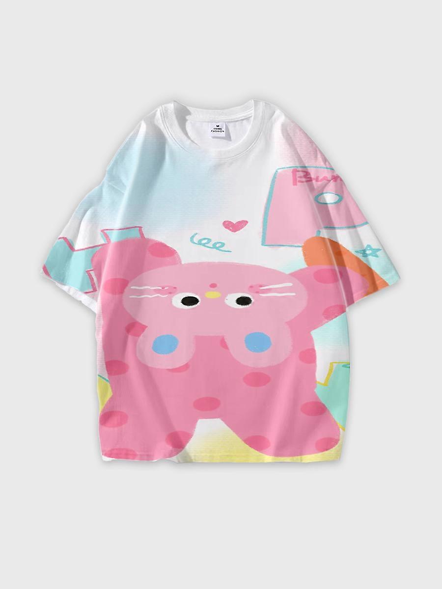 T-shirt round neck Pattern loose short sleeve P1585