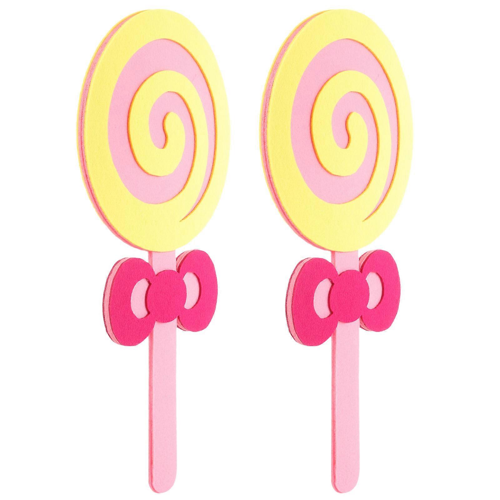 Lollipop Shaped Scene Ornaments Yellow Candy Embellishments Diy Photo Props For Crafts And Dance Performance Felt And Metal Material