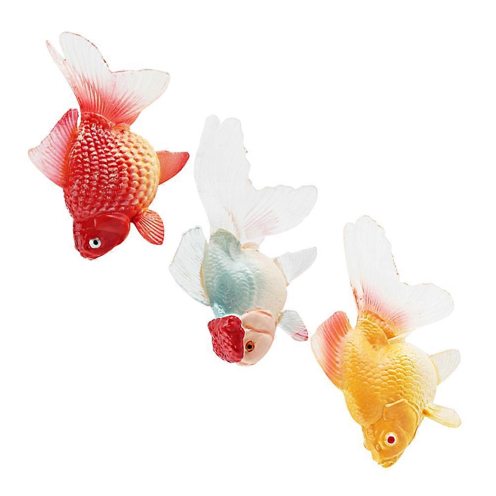 Mini Goldfish Figurines 3Pcs Assorted Color PVC Durable Non-Fading Decor for Aquarium