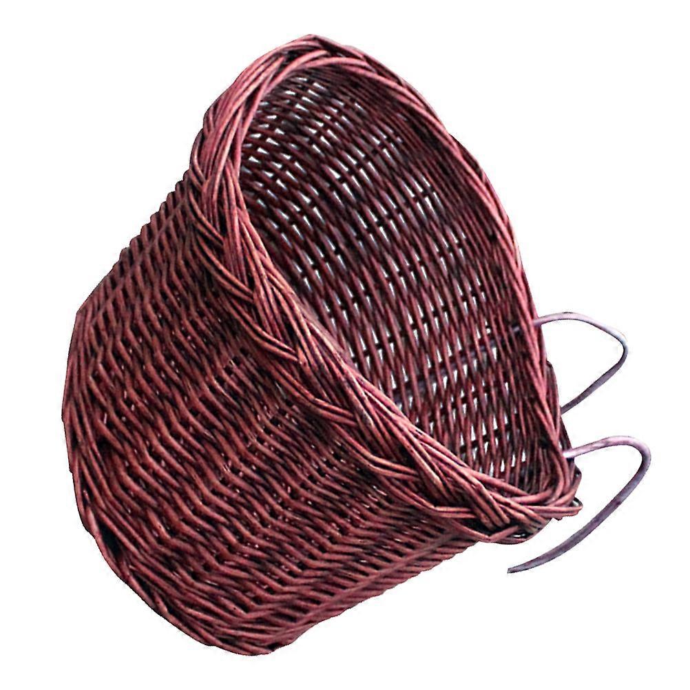 Handmade Rattan Front Handlebar Basket for Storing Gadgets Brown 12.5 x 8.5 x 9 Inches