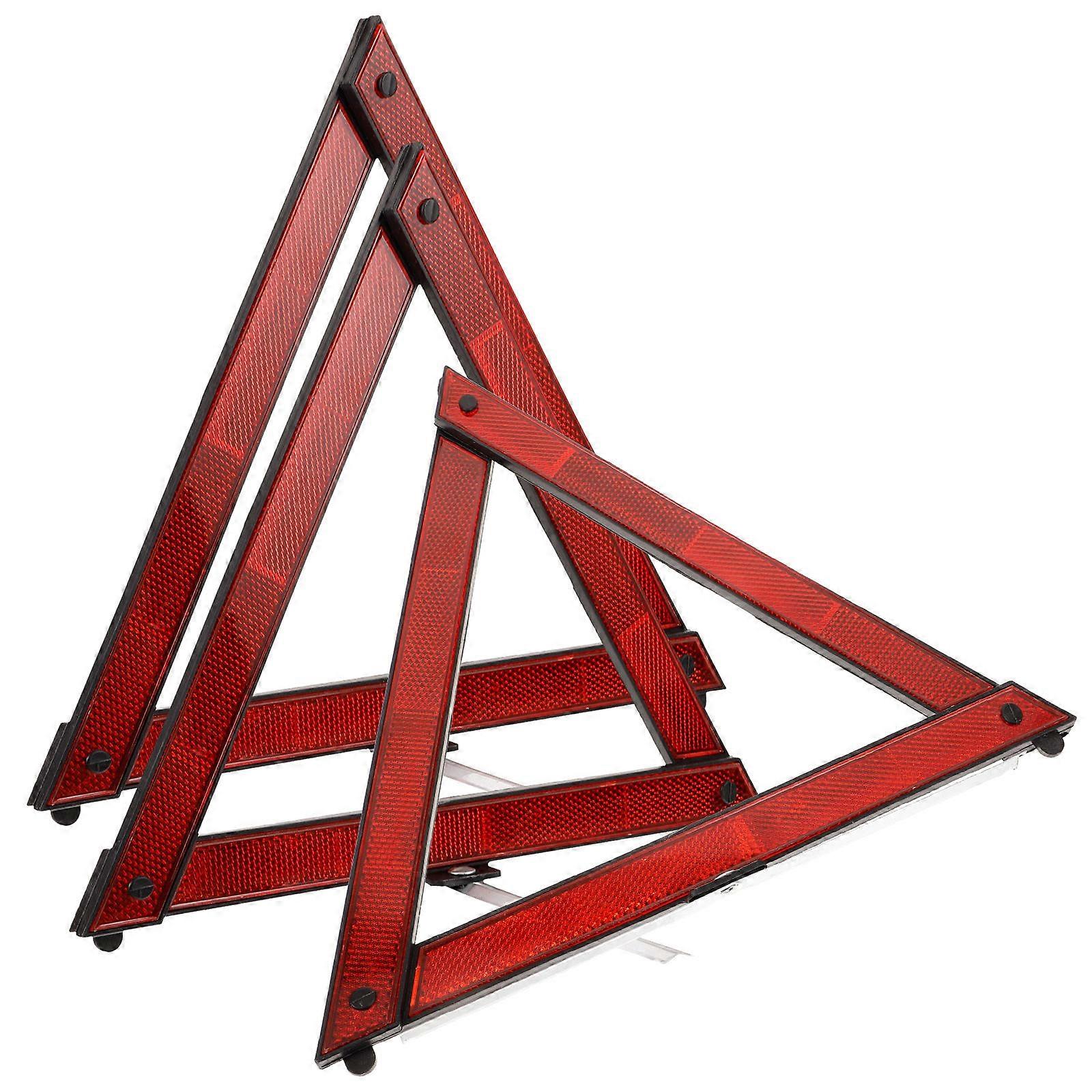 High Reflectivity Road Emergency Triangle Marker For Cars In Emergency Situations Portable Design 3Pcs
