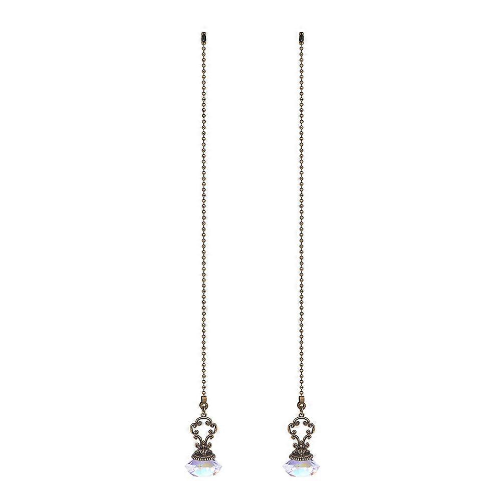Ceiling Light Pendant with Crystal Fan Pull Chain for Decor Transparent Color Luxurious Home Atmosphere 2Pcs