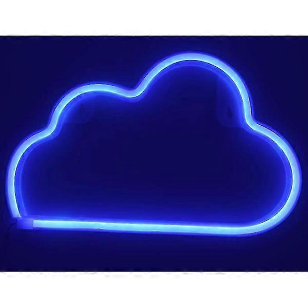 1 lampe néon LED en forme de nuage bleu, alimentée par USB ou par batterie, luminaire décoratif d'intérieur