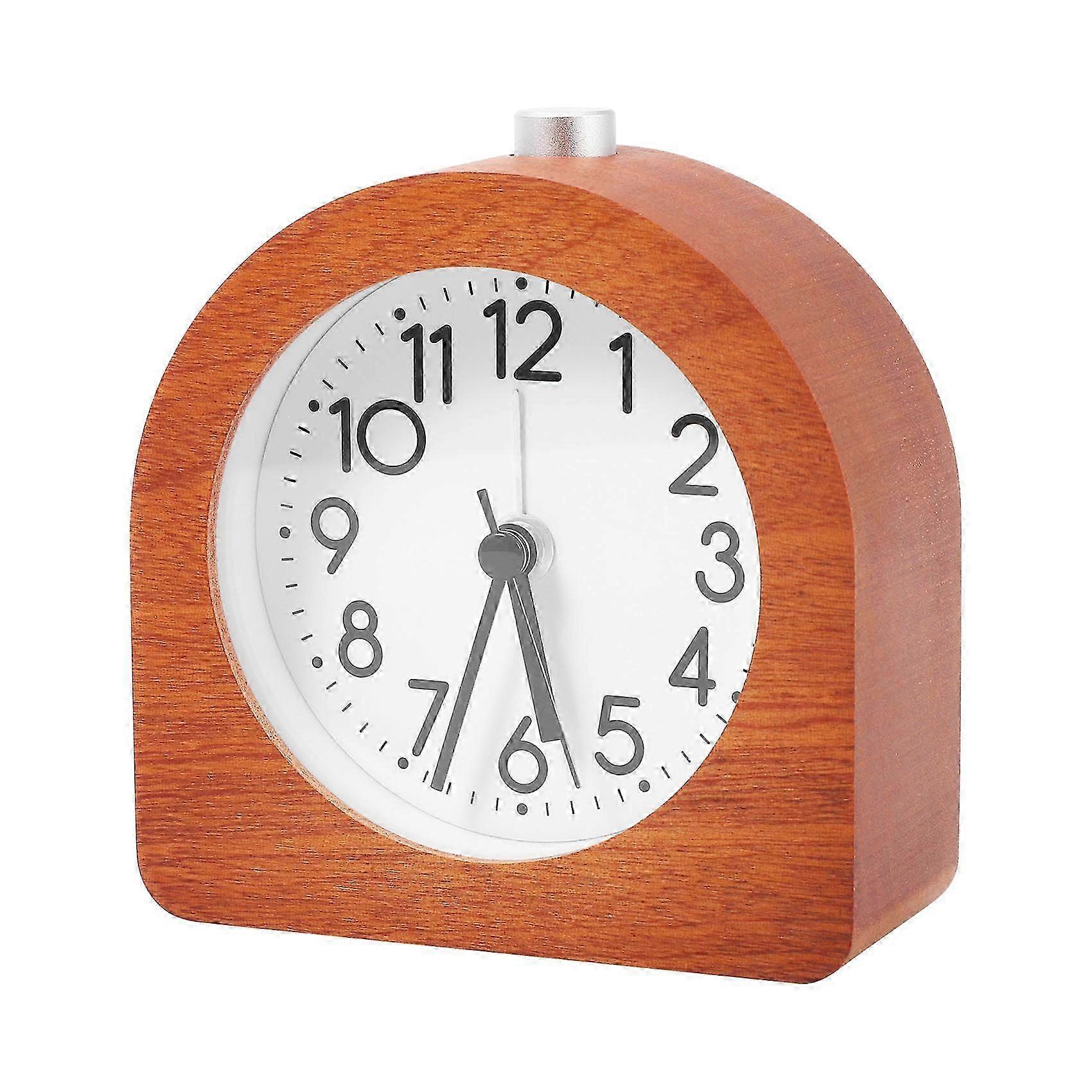 Silent Wooden Alarm Clock with Snooze - No Ticking Sound, Quiet Wake Up