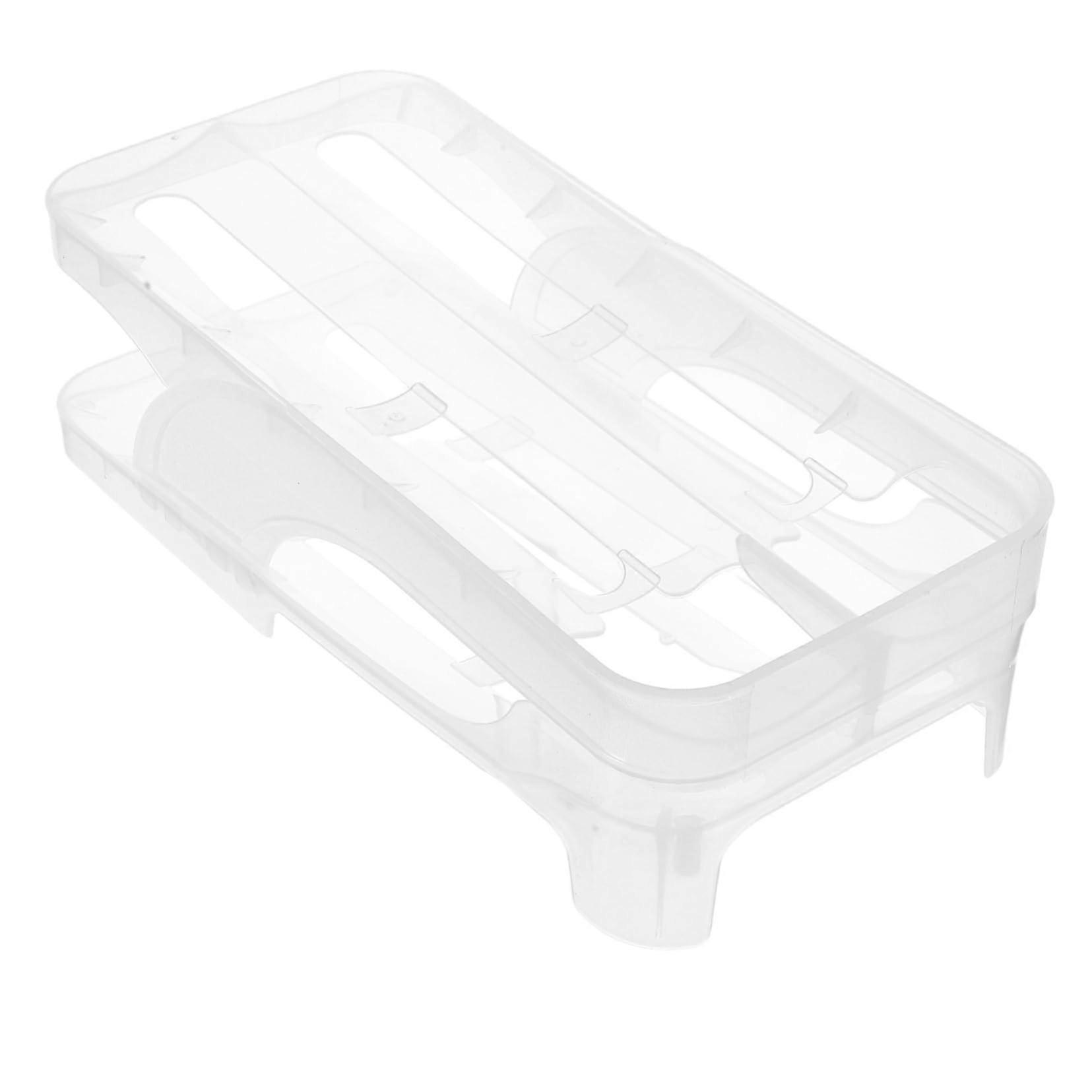 Double-Tier Egg Organizer for Refrigerator - Plastic Automatic Egg Dispenser with Sturdy Design for Fresh Egg Storage