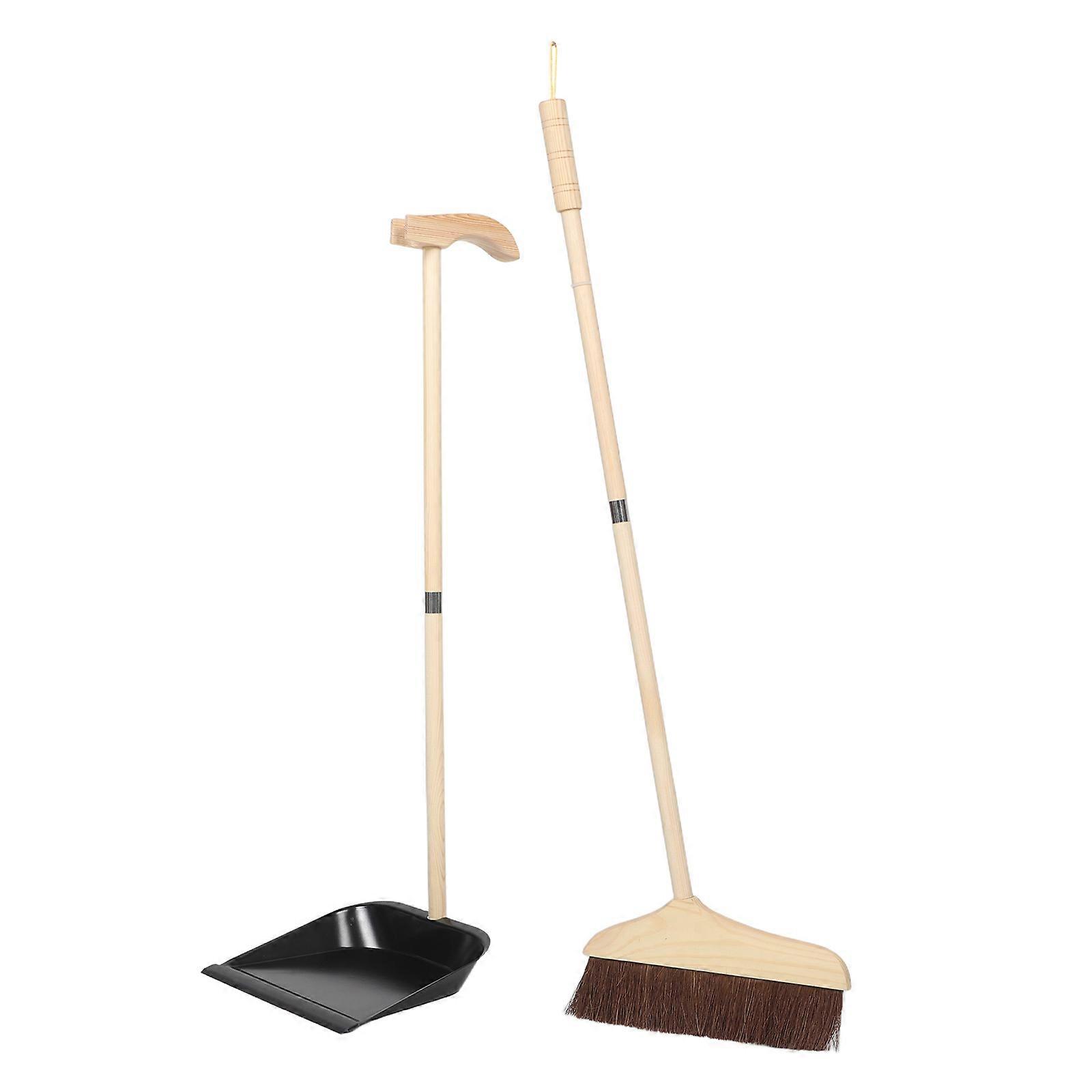 Soft Bristle Broom and Dustpan Set with Long Handle for Indoor Cleaning – Safe for Hardwood Floors, Ergonomic Design, Seamless Dust Collection