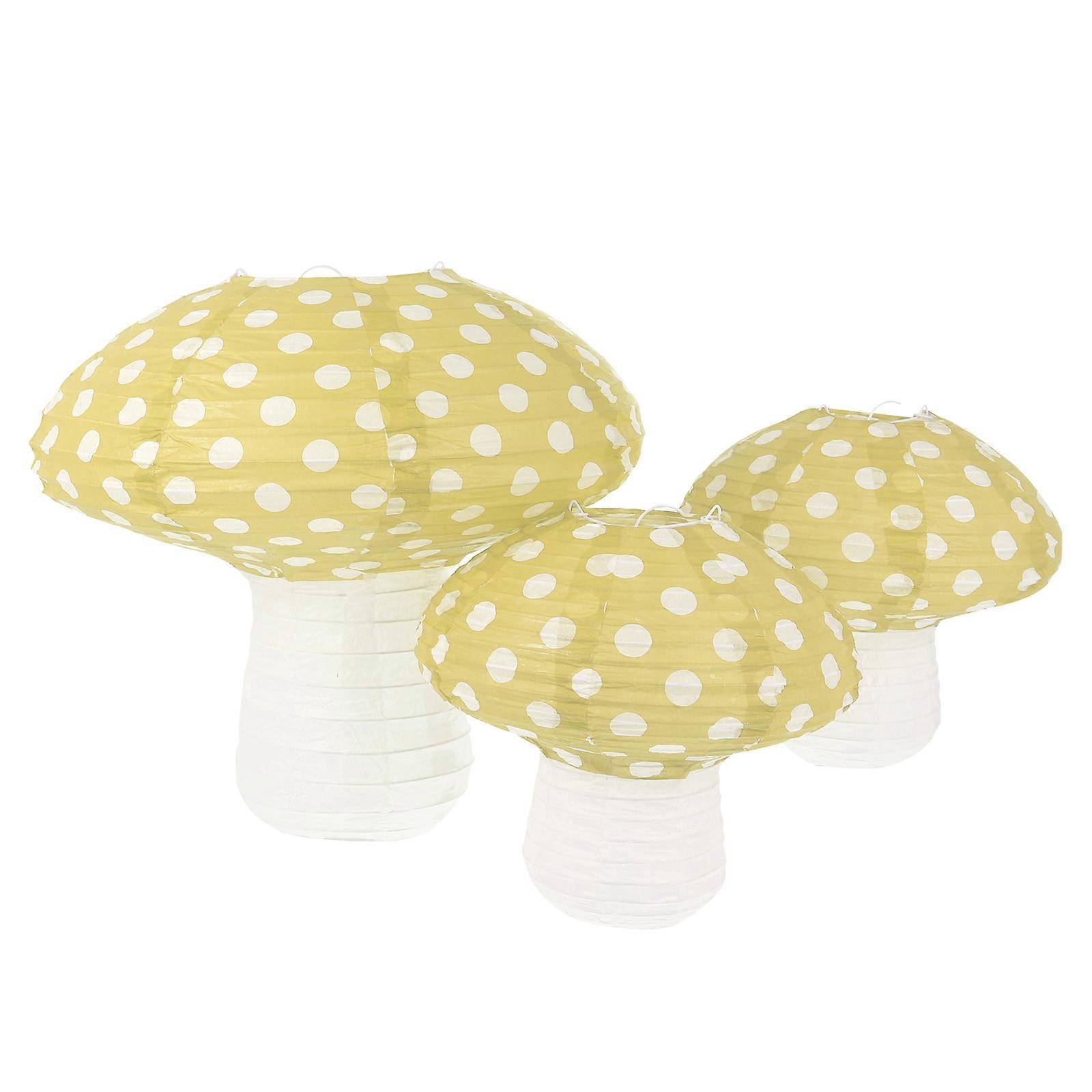 Paper Lantern Mushroom Lanterns for Hanging Decor 3Pcs Yellow Set