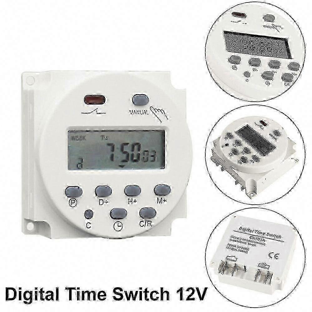 12V 16A LCD Digital Timer Switch Programmable Power Relay for DC