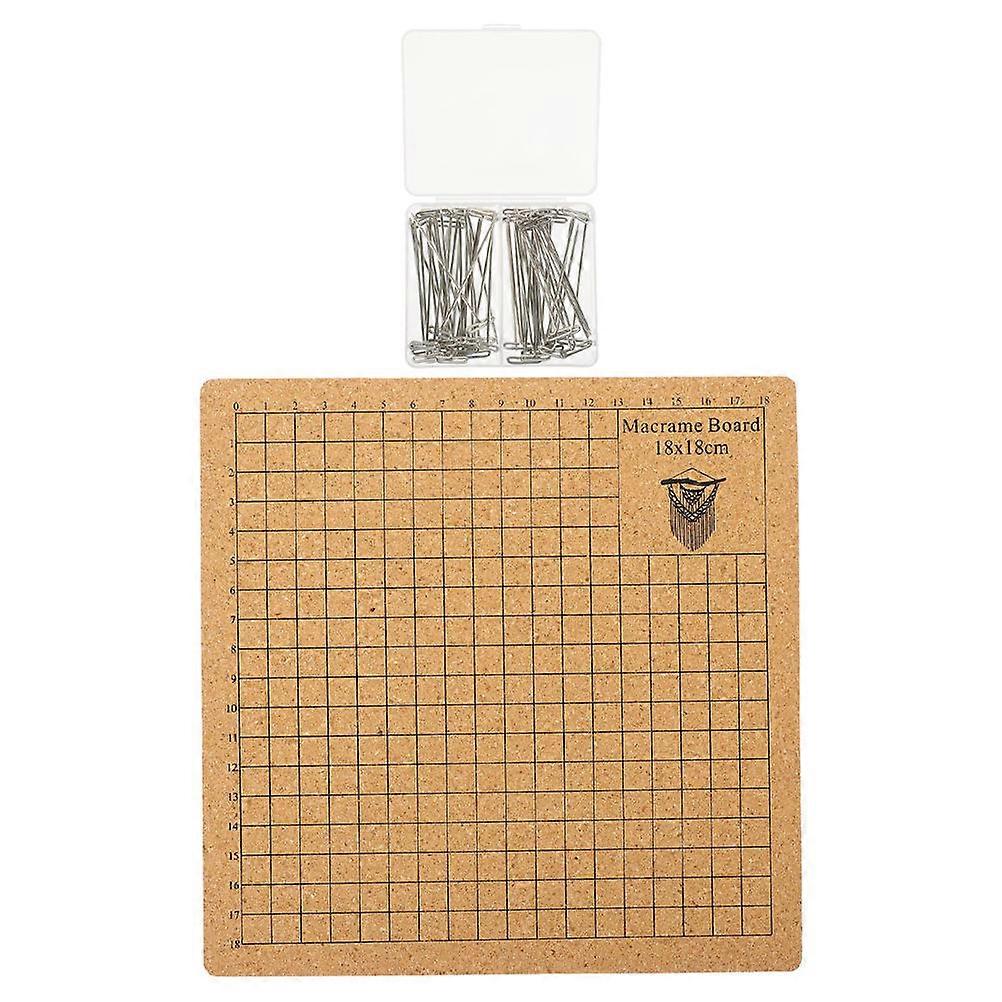 Macrame Board for Woven Craft Perfect for Beginners with Cork Material and Stainless Steel Pins Brown 1 Set