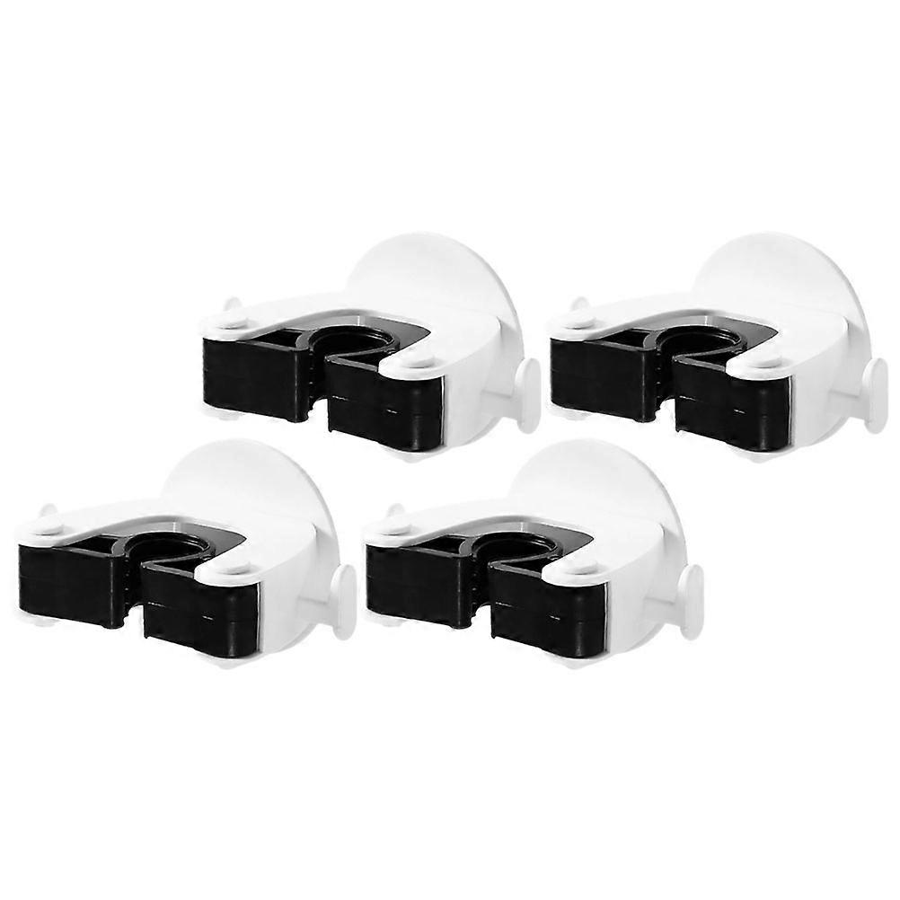 Wall Mountable Mop Racks with Adhesive for Home Use 4 Pieces Black Plastic