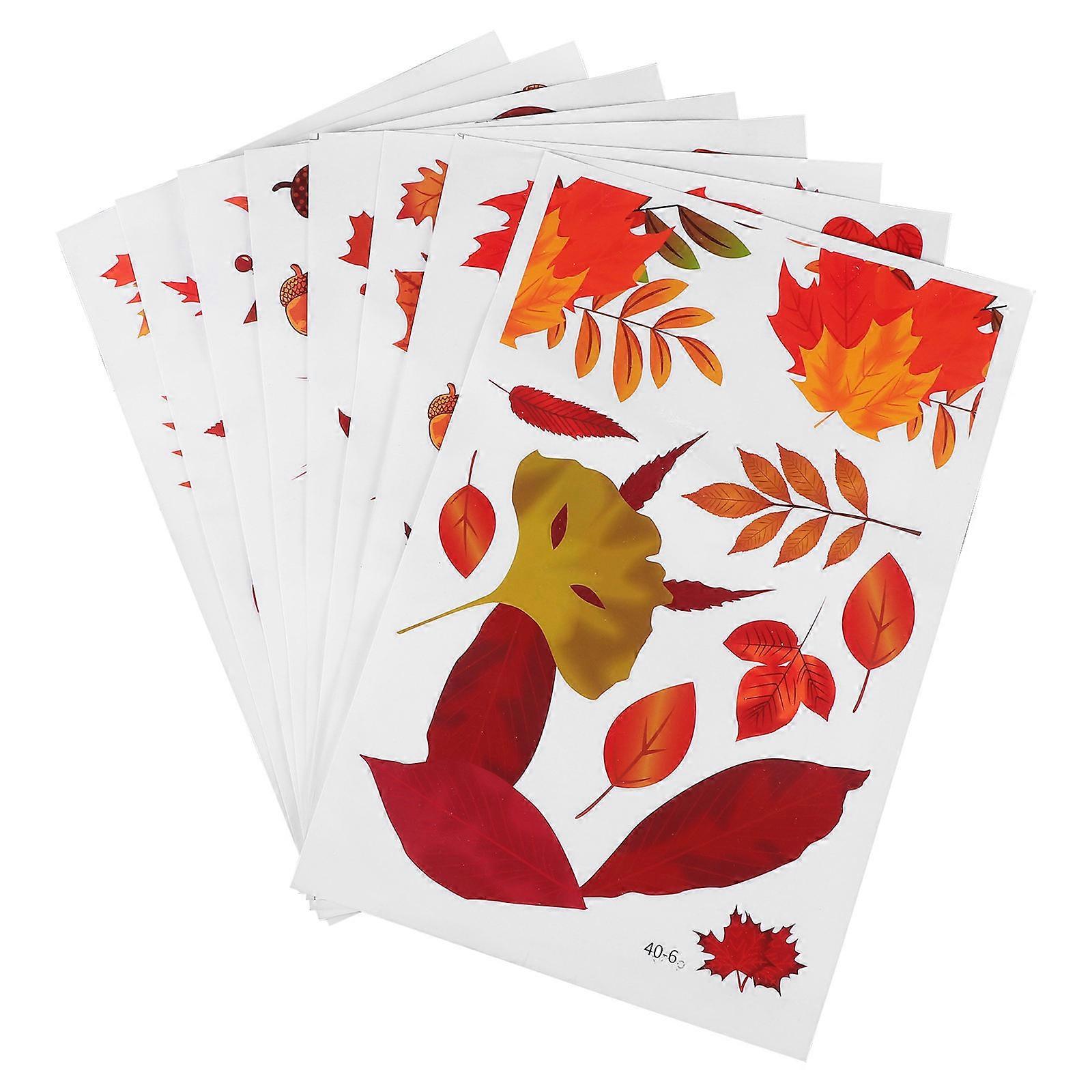 Fall Leaf Stickers For Thanksgiving Day Decoration Item 30X20CM Realistic Design Self-Adhesive 9 Sheets