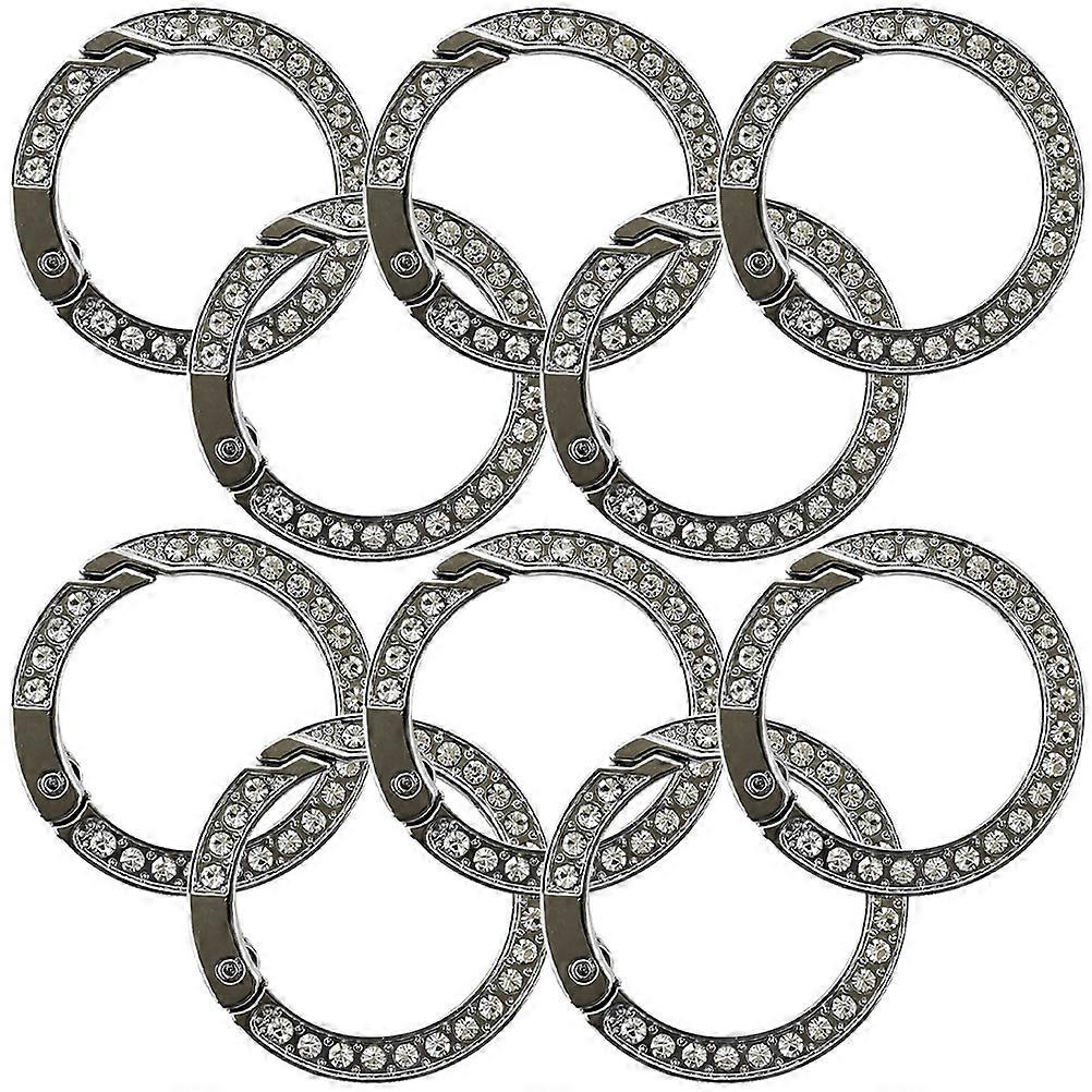10Pcs Rhinestone Alloy Key Rings for DIY Crafts Silver Color Easy to Carry Various Uses
