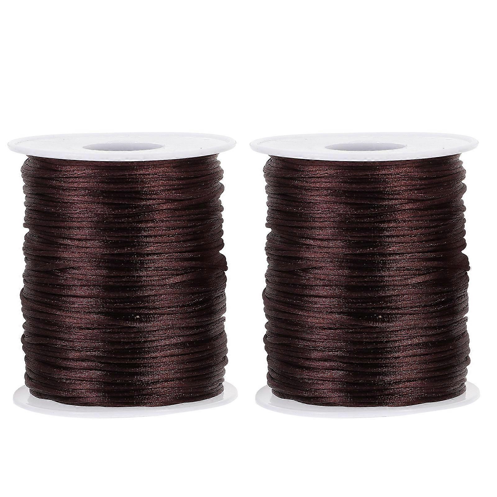 Coffee Chinlon Crocheting Thread for Crafting Coasters Car Cushions Breathable and SkinFriendly 2 Rolls
