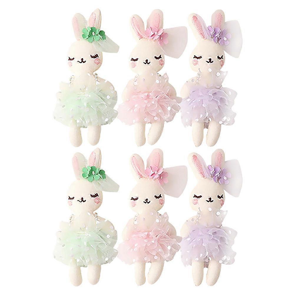 6Pcs Handmade Plush Rabbit Doll For Hair Accessories And DIY Crafts Suitable For Kids And Adults Available In Assorted Color