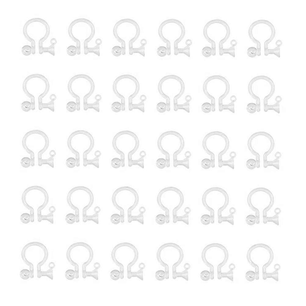 30 Pcs U Shaped Transparent Resin Ear Clips with Rings for Jewelry Making and DIY Projects
