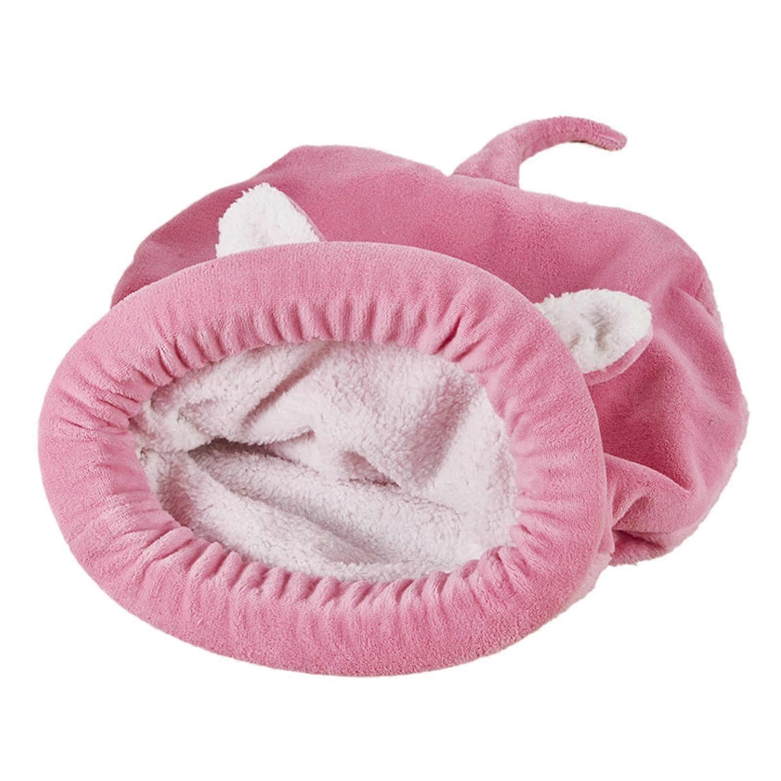 Dog Sleeping Bag 19.6 X 15.7 Inches Cat Cave Bed Soft Puppy Den Pad Self-Warming Insulated Pet House Pink