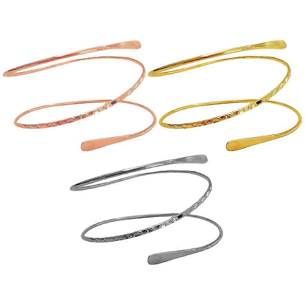 3 יחידות אזיקי זרוע מתכת זרועות פתוחות זרועות מתכווננות צמידי זרוע להקות זרוע לנשים בנות