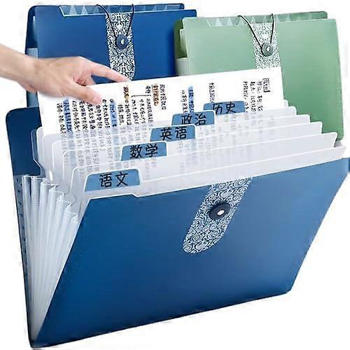 b Folder with 5 compartments, accordion file folder with labels, dark blue