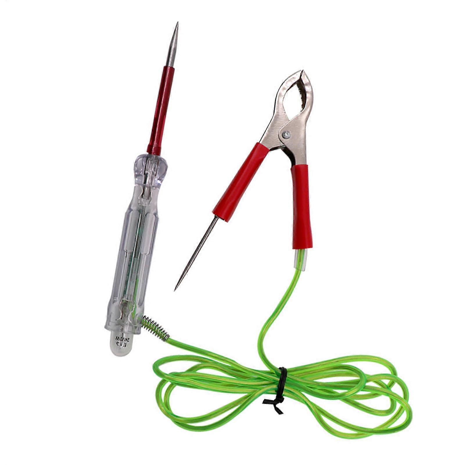 Circuit Tester DC Voltage Detector Portable LED Test Light With Alligator Clip Probes Polarity Cars Motorcycles Trailers